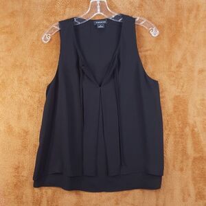 TROUVE Womens Top Medium Black Pullover Sleeveless Blouse Flowy Tank Pleated